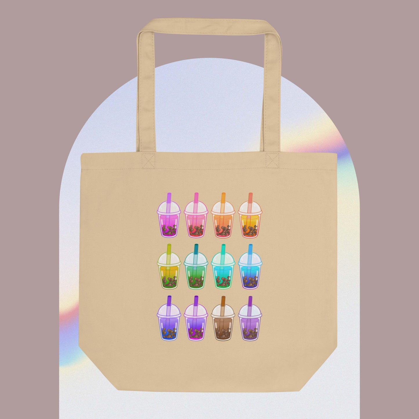Rainbow Boba Eco Tote Bag in Oyster