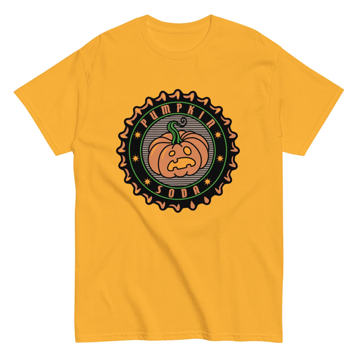Pumpkin Soda Logo Unisex Tee in Gold