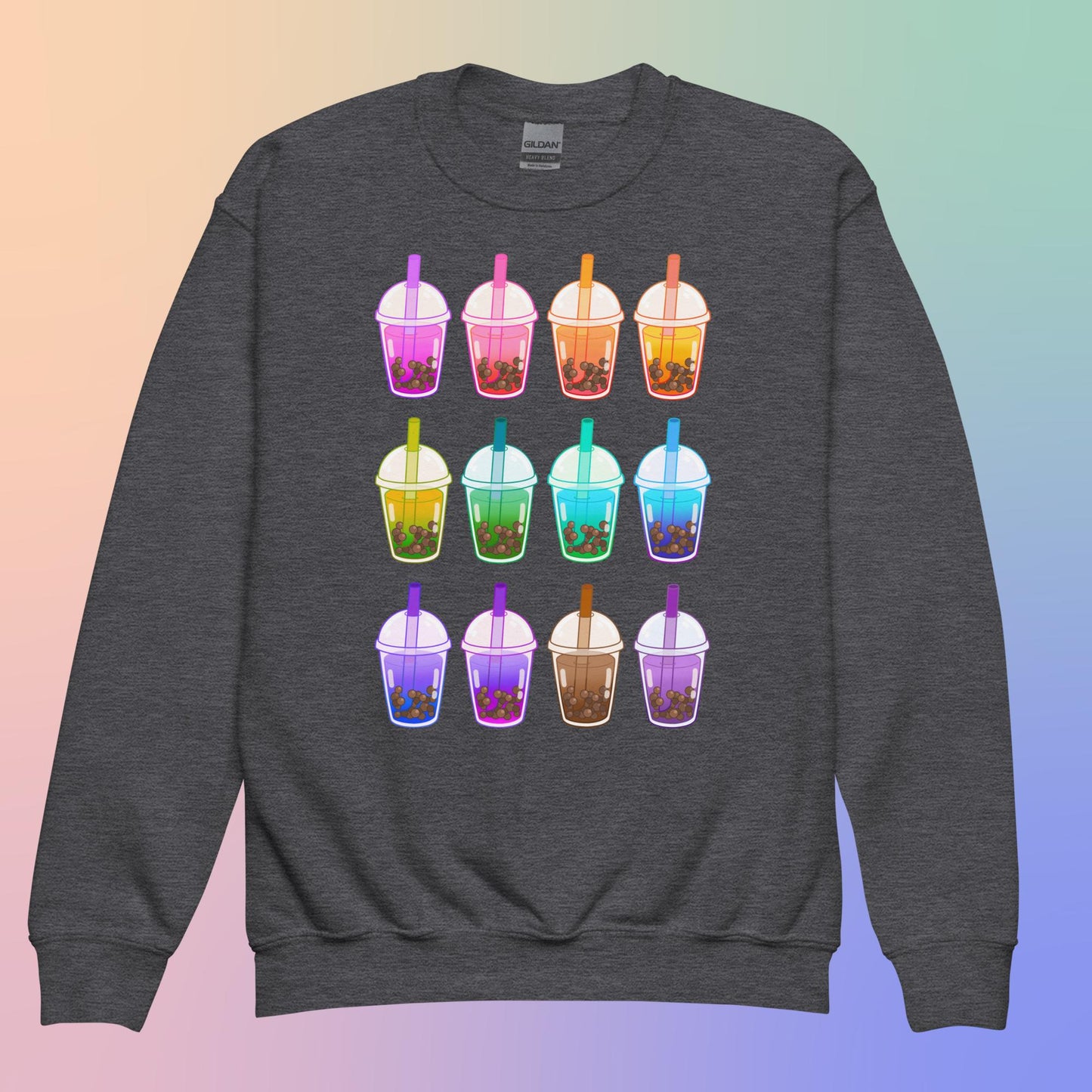 Rainbow Boba Youth crewneck sweatshirt