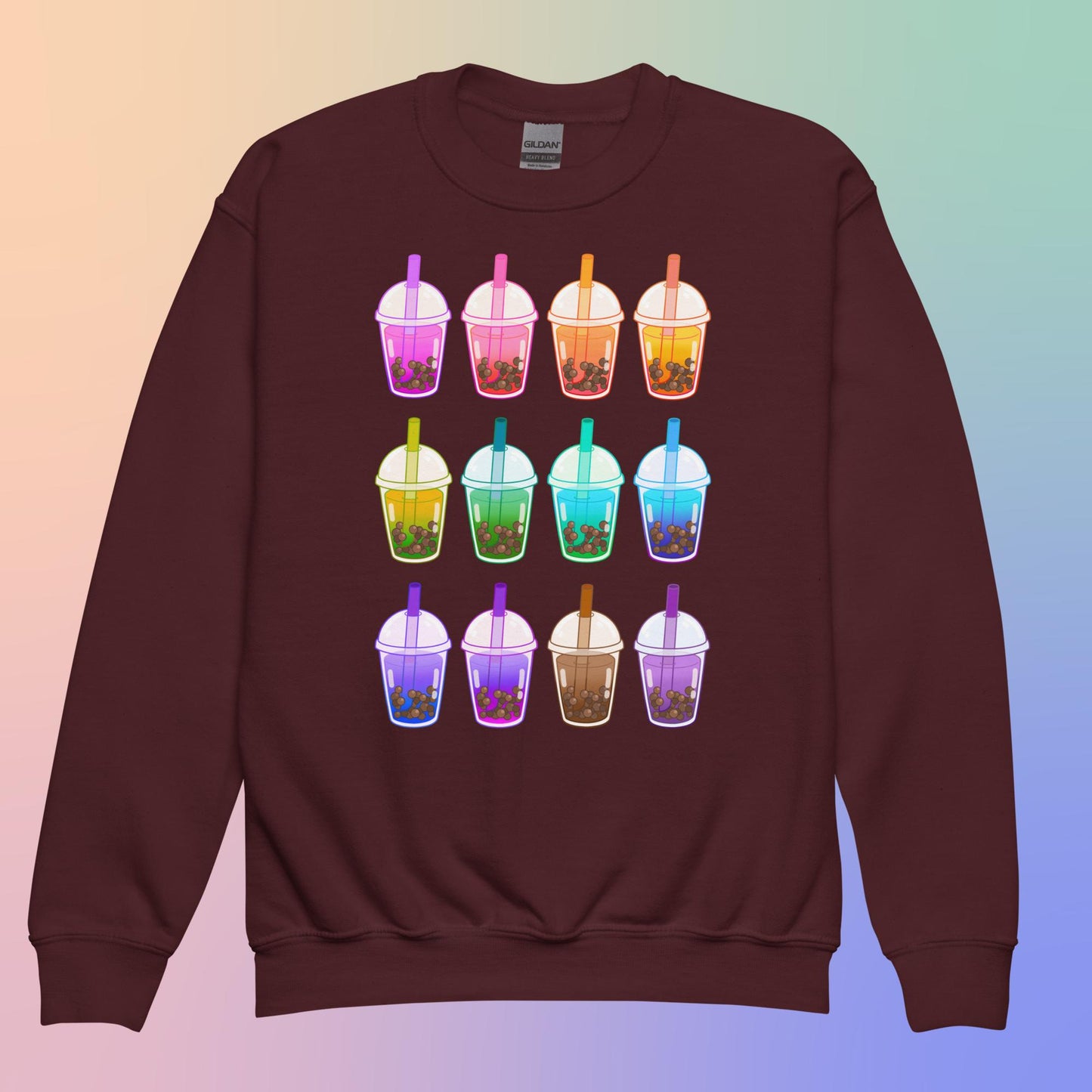 Rainbow Boba Youth crewneck sweatshirt