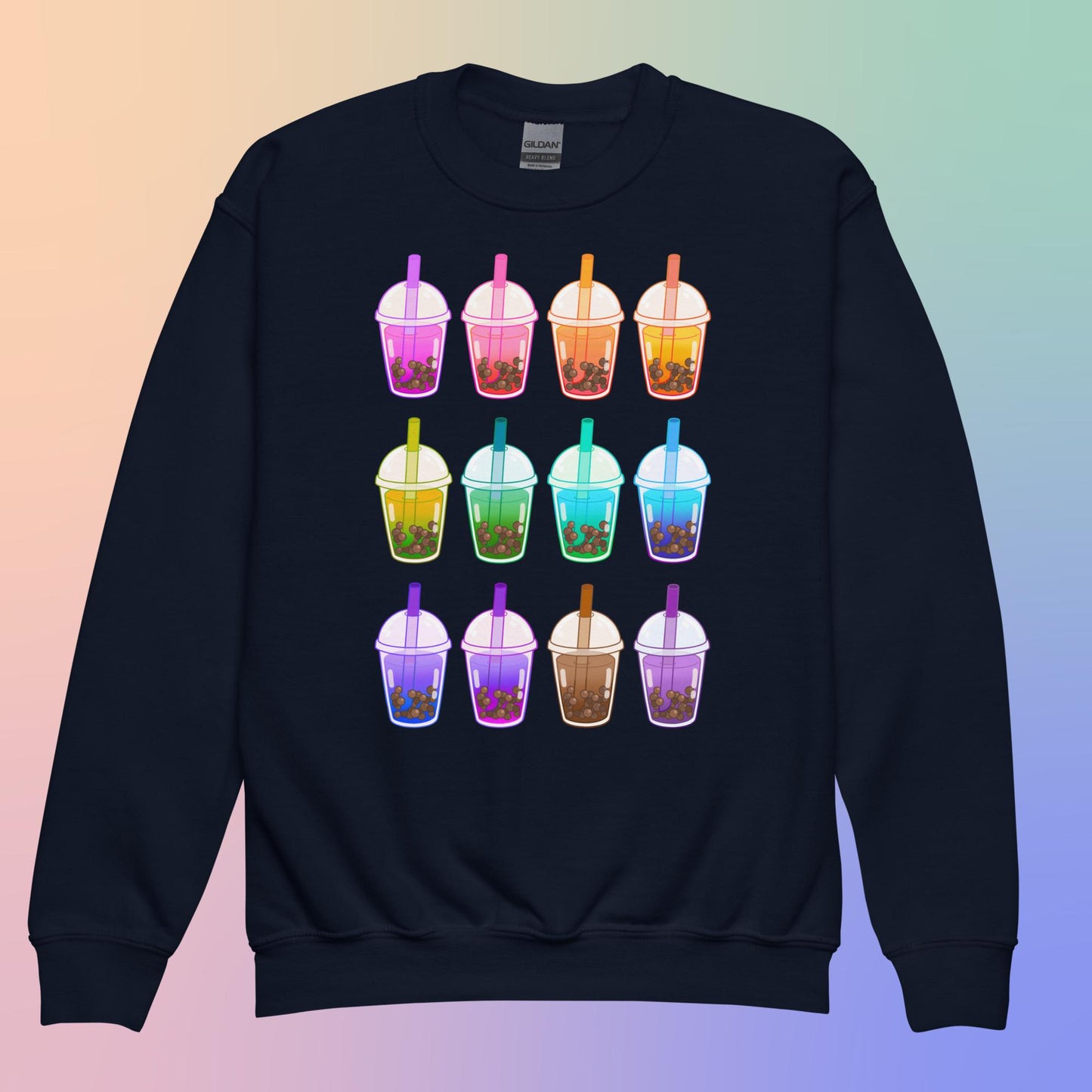 Rainbow Boba Youth crewneck sweatshirt