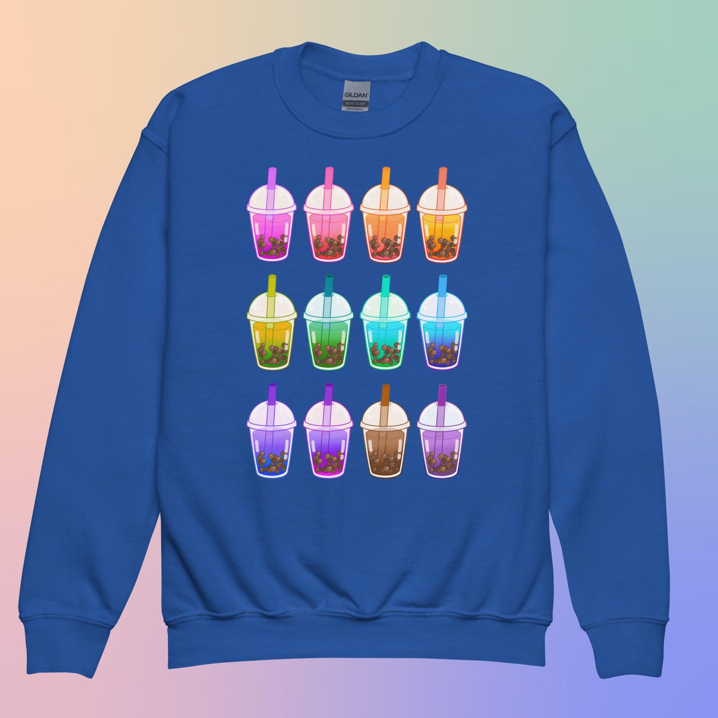 Rainbow Boba Youth crewneck sweatshirt