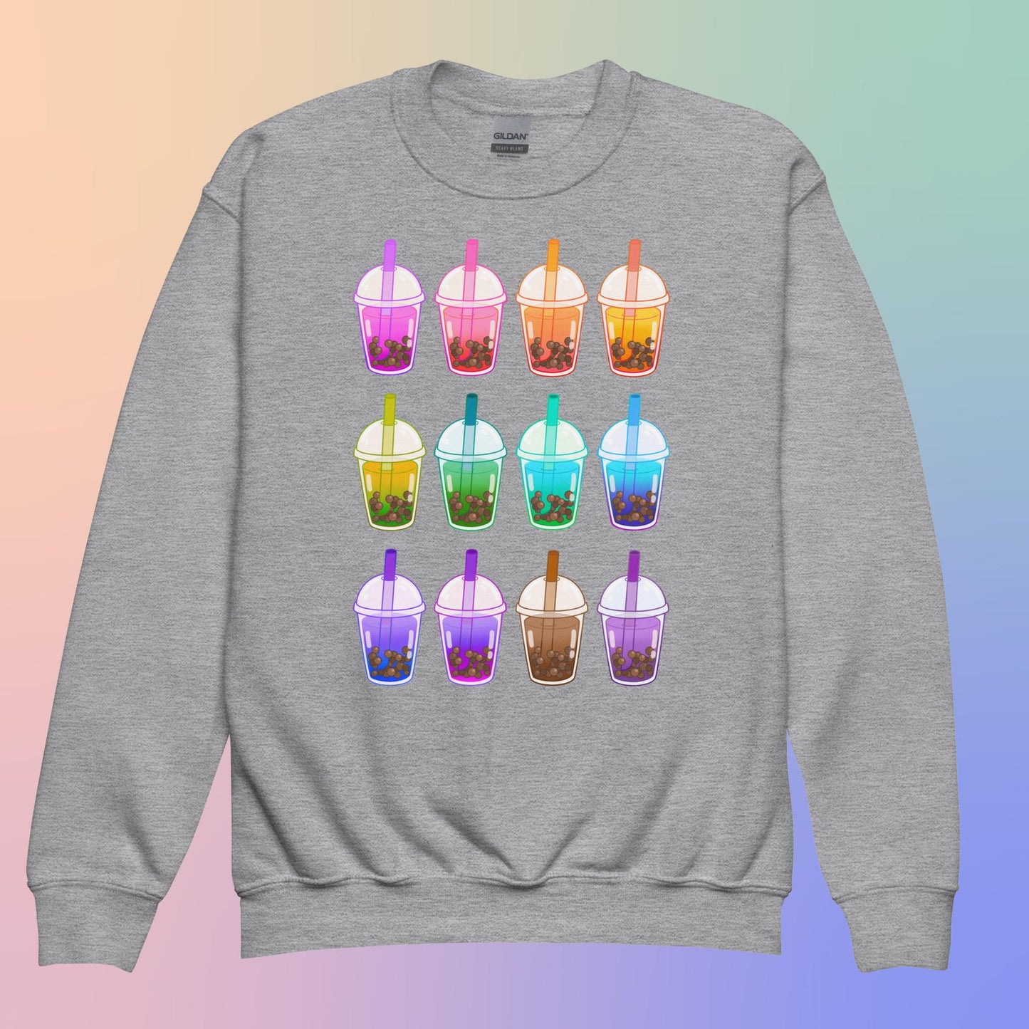 Rainbow Boba Youth crewneck sweatshirt