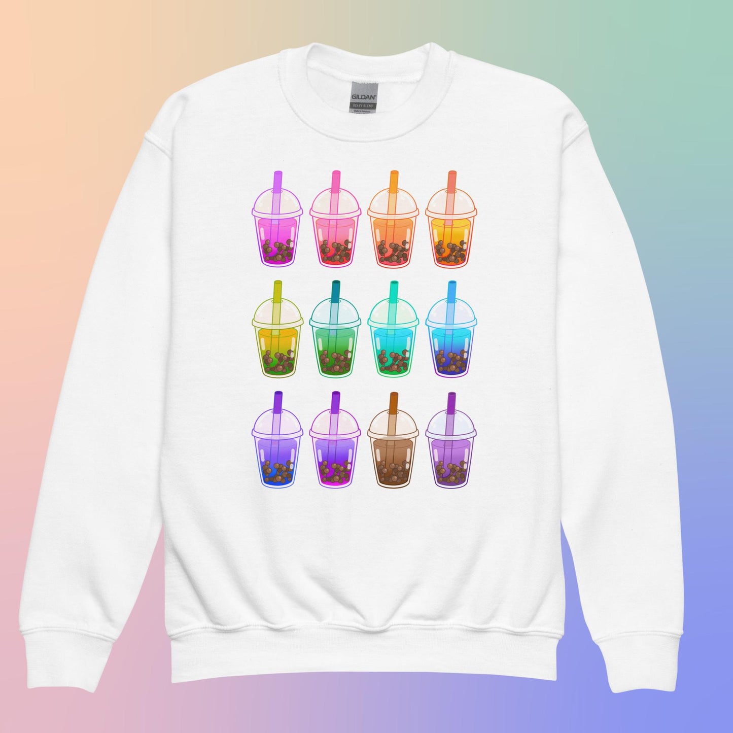Rainbow Boba Youth crewneck sweatshirt