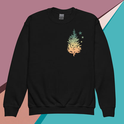 Melon Sky Owl and Tree Youth crewneck sweatshirt