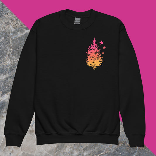 Morning Sky Owl and Tree Youth crewneck sweatshirt