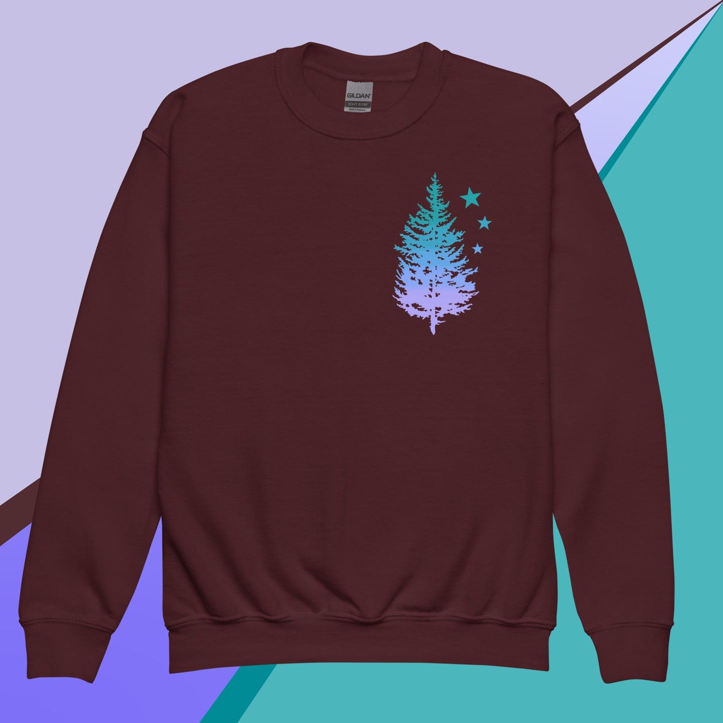 Twilight Sky Owl and Tree Youth crewneck sweatshirt