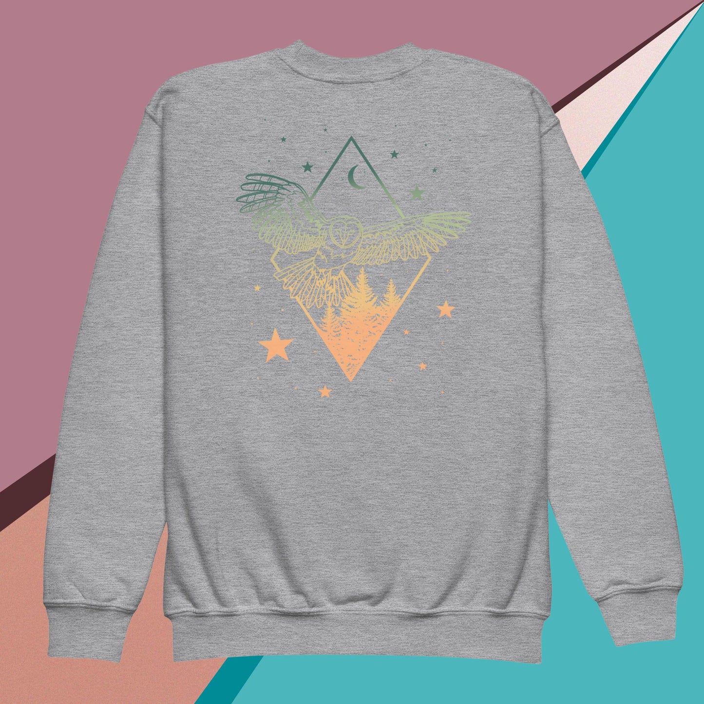 Melon Sky Owl and Tree Youth crewneck sweatshirt