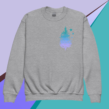 Twilight Sky Owl and Tree Youth crewneck sweatshirt