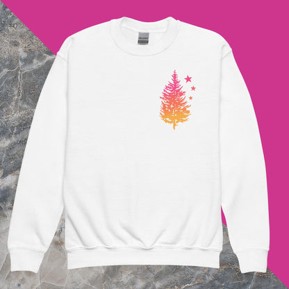 Morning Sky Owl and Tree Youth crewneck sweatshirt
